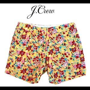 J.CREW yellow floral flower tropical cargo shorts pockets Sz 0 NWOT